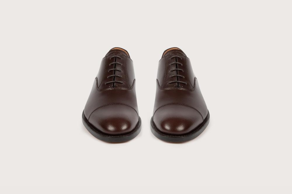 Heschung Richelieu Homme En Cuir Lisse Marron Foncé Raffiné Sur Semelle Cuir