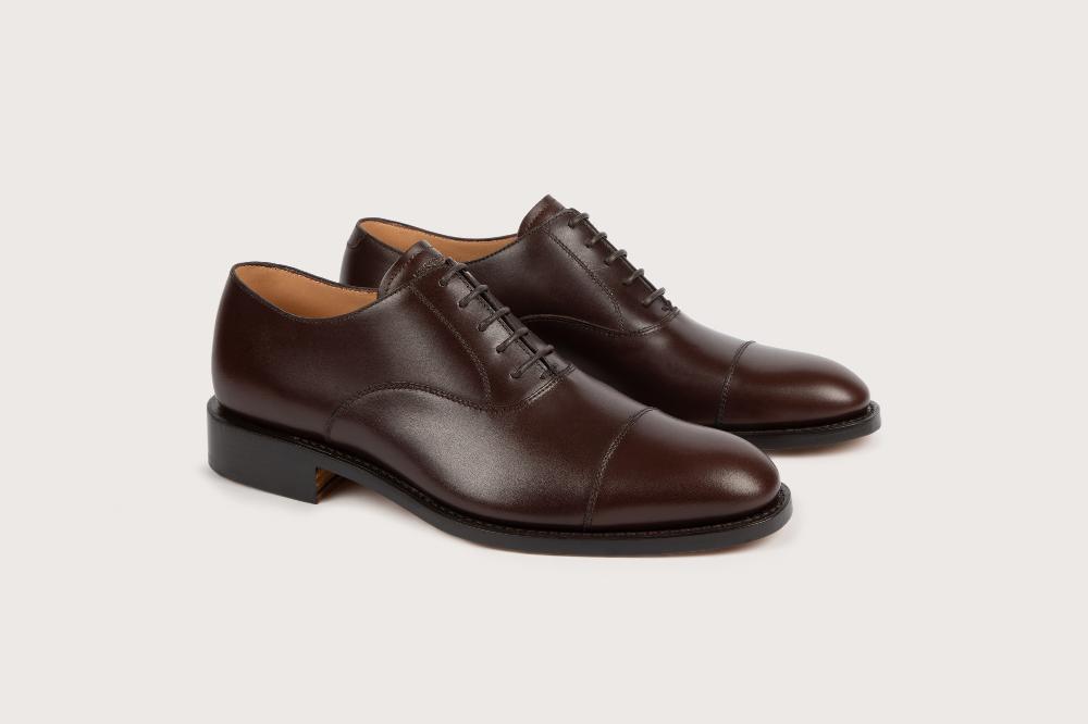 heschung Richelieu homme en cuir lisse marron foncé raffiné sur semelle cuir