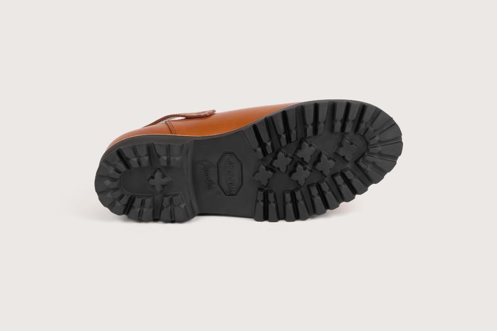 Heschung Sabot Femme En Cuir Lisse Marron Clair Et Semelle Gomme