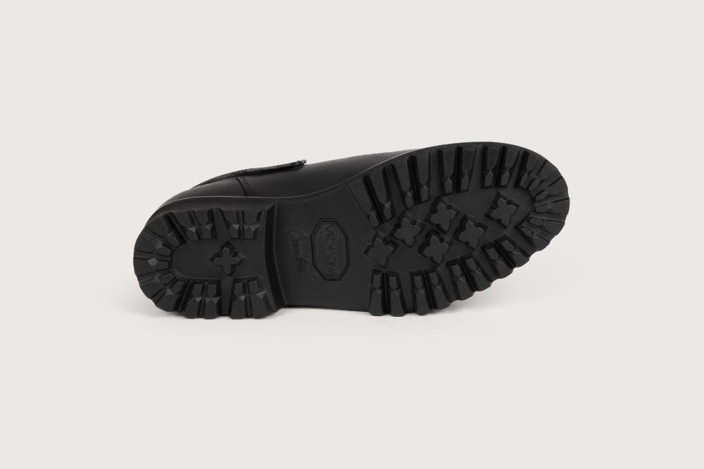 Heschung Sabot Femme En Cuir Lisse Noir Et Semelle Gomme