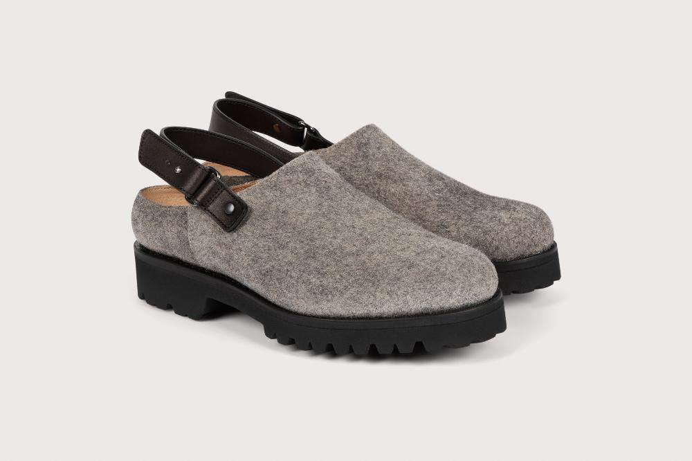 heschung Sabot femme en velours feutre et semelle gomme