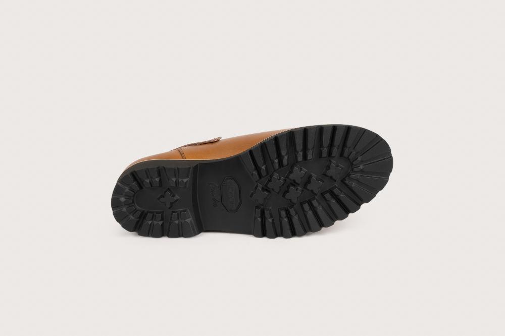 Heschung Sabot Homme Avec Boucle De Serrage En Cuir Lisse Marron Clair Et Semelle Gomme
