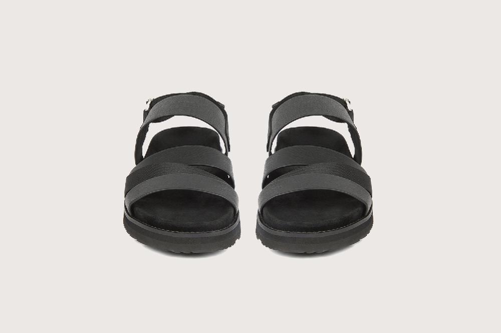 Heschung Sandale à Brides Homme En Végétal Nappa Noir Au Style Affirmé Sur Semelle Micro