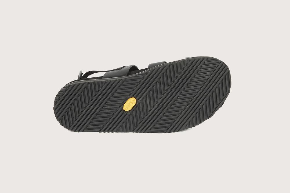 Heschung Sandale à Brides Homme En Végétal Nappa Noir Au Style Affirmé Sur Semelle Micro