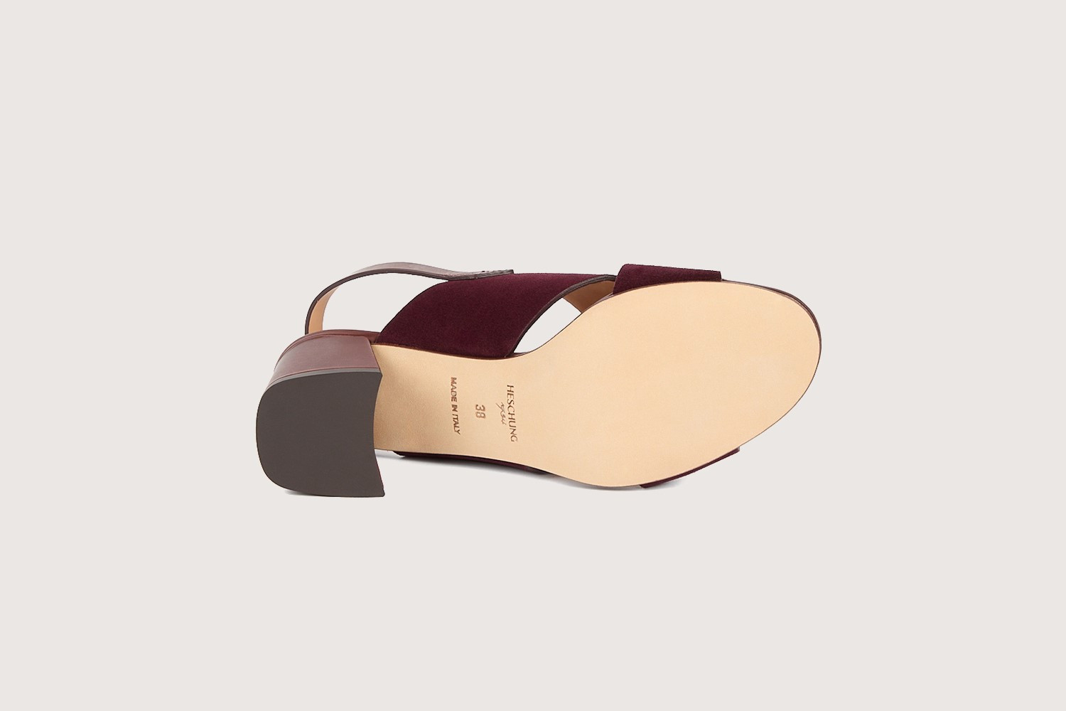 Heschung Sandale à Talon Intemporel Femme En Cuir De Veau Coloris Amarone Sur Semelle Cuir