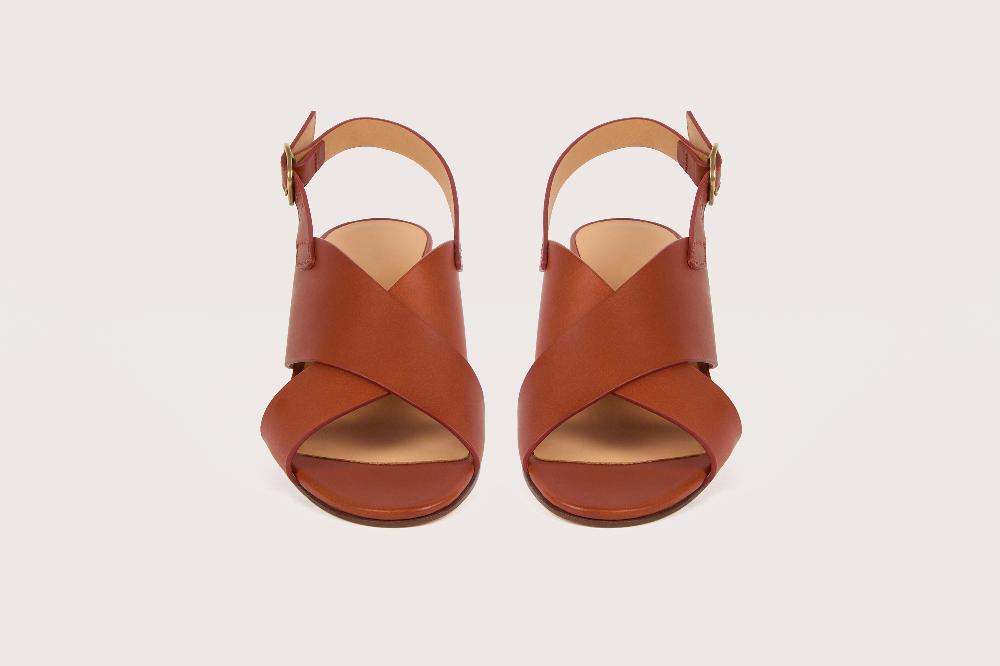 Heschung Sandale à Talon Intemporelle Femme En Cuir De Vachette Sienne Sur Semelle Cuir