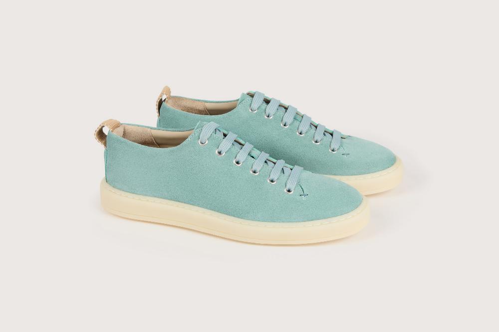 Heschung Sneakers Femme En Cuir Bleu Sur Une Semelle En Gomme élégantes Et Confortables