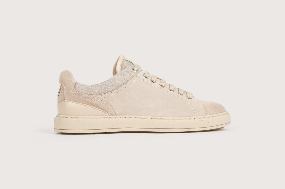Heschung Sneakers Femme Moderne Et épurée En Cuir Velours Imperméable Et Semelle Gomme