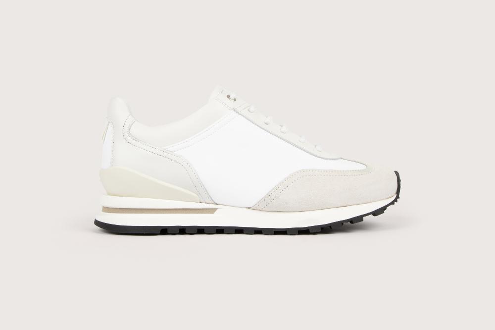 Heschung Sneakers Femme Raffinées Et élégantes En Cuir Velours Et Toile Blanc