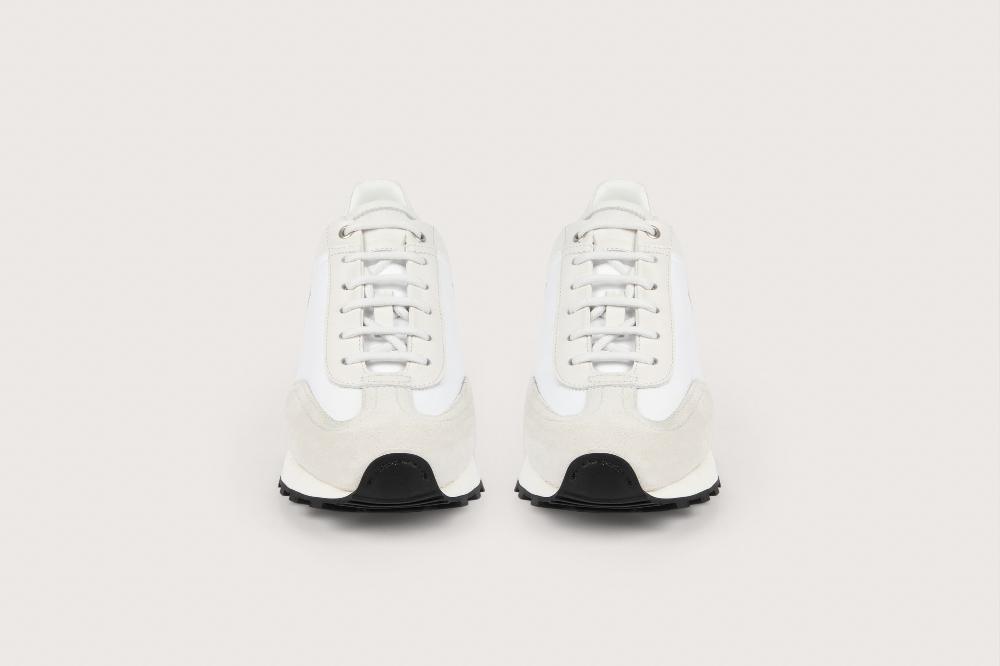 Heschung Sneakers Femme Raffinées Et élégantes En Cuir Velours Et Toile Blanc