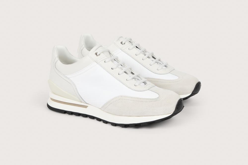 heschung Sneakers femme raffinées et élégantes en cuir velours et toile blanc