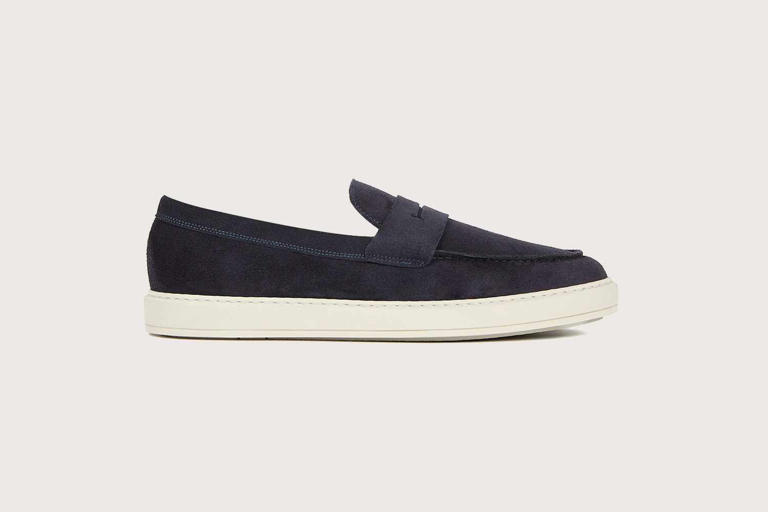 Heschung Sneakers Homme En Veau Velours Navy Sur Une Semelle En Gomme élégantes Et Confortables