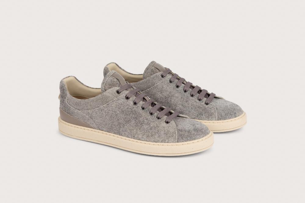 Heschung Sneakers Homme Moderne Et épurée En Cuir De Veau Velours Feutre Et Semelle Gomme