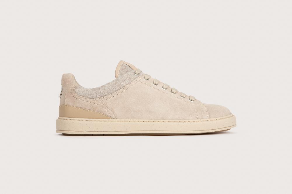 Heschung Sneakers Homme Moderne Et épurée En Cuir Velours Imperméable Et Semelle Gomme