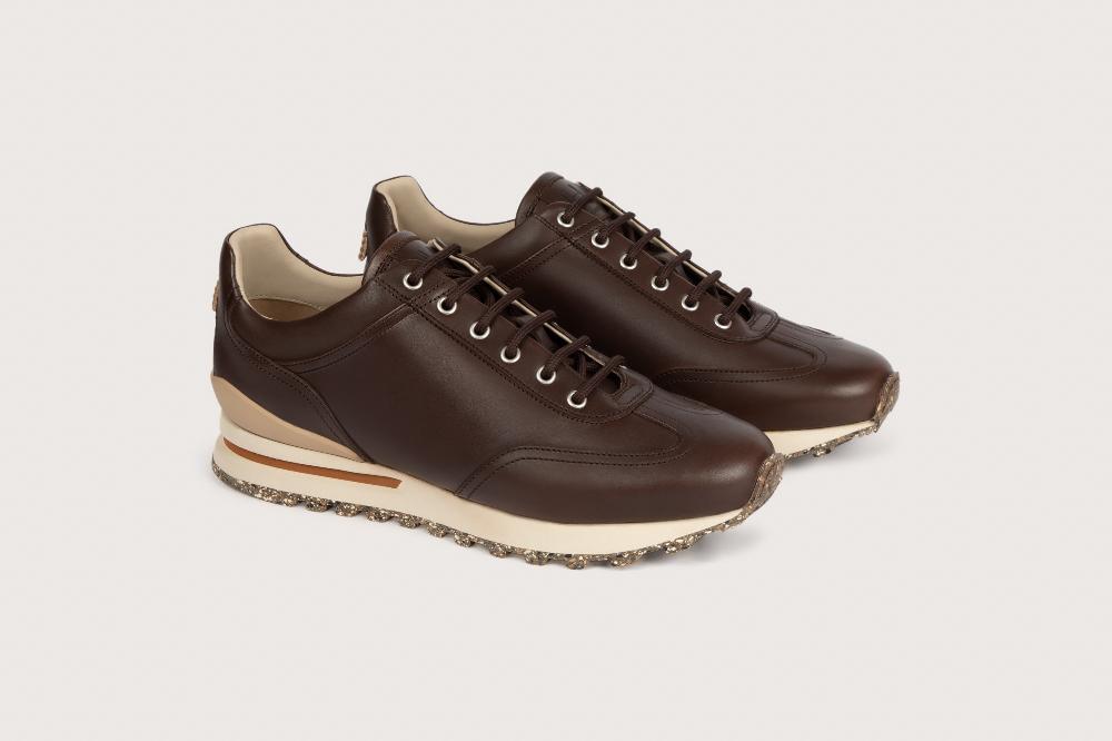 heschung Sneakers homme raffinées et élégantes en cuir de veau Café