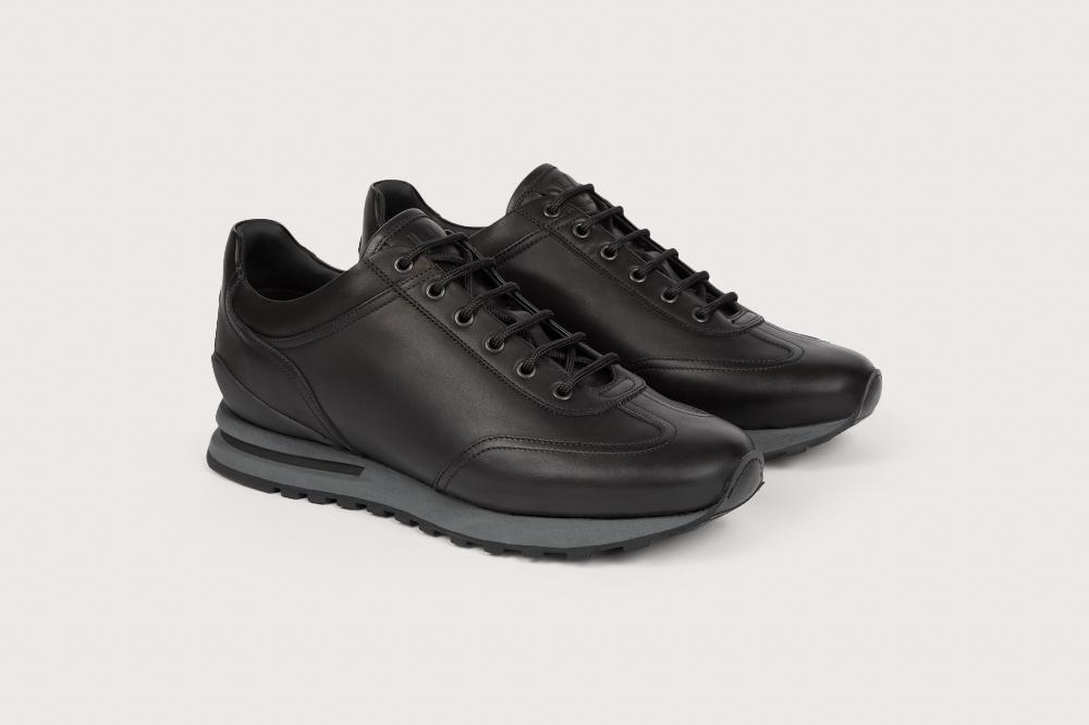 heschung Sneakers homme raffinées et élégantes en cuir de veau Noir