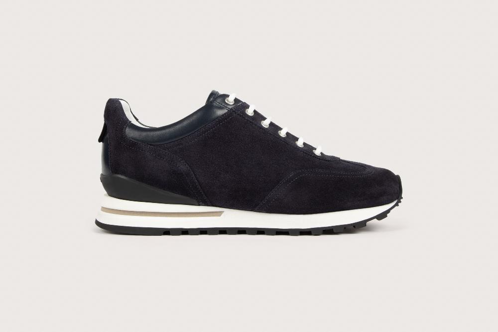 Heschung Sneakers Homme Raffinées Et élégantes En Cuir Velours Navy