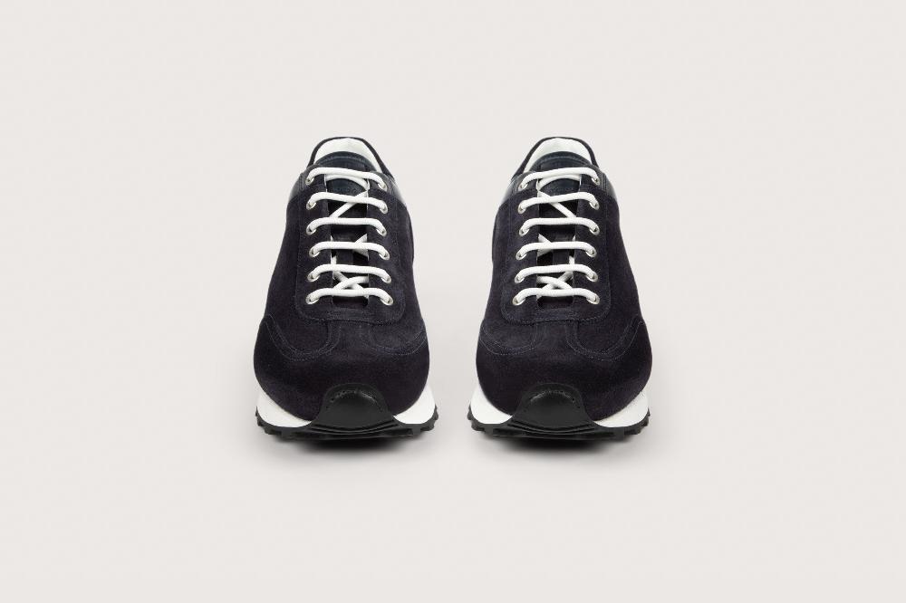 Heschung Sneakers Homme Raffinées Et élégantes En Cuir Velours Navy