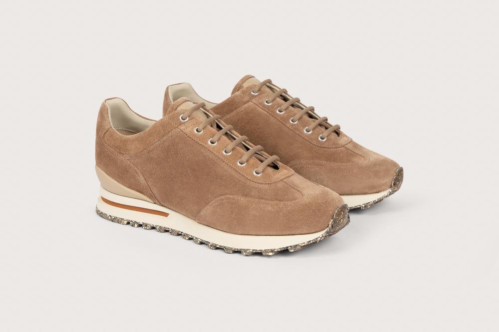 heschung Sneakers homme raffinées et élégantes en cuir velours Terre