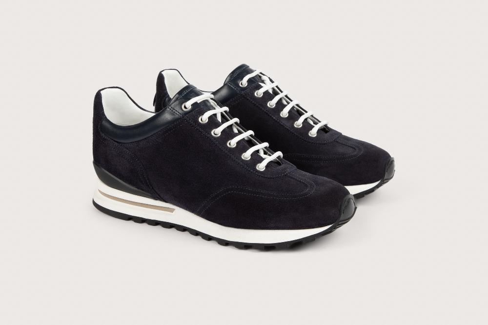 heschung Sneakers homme raffinées et élégantes en cuir velours Navy