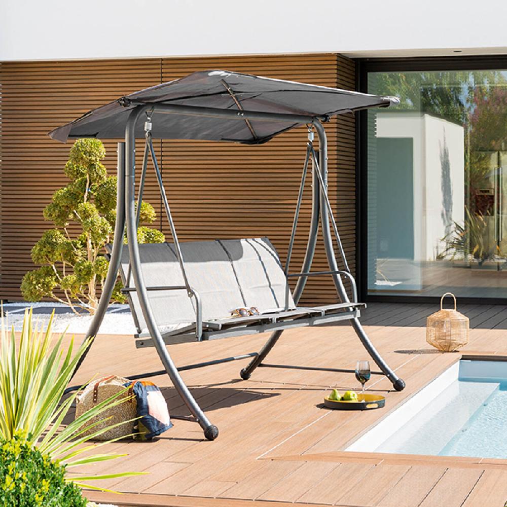 hesperide Balancelle de jardin LAKO Graphite & Ardoise