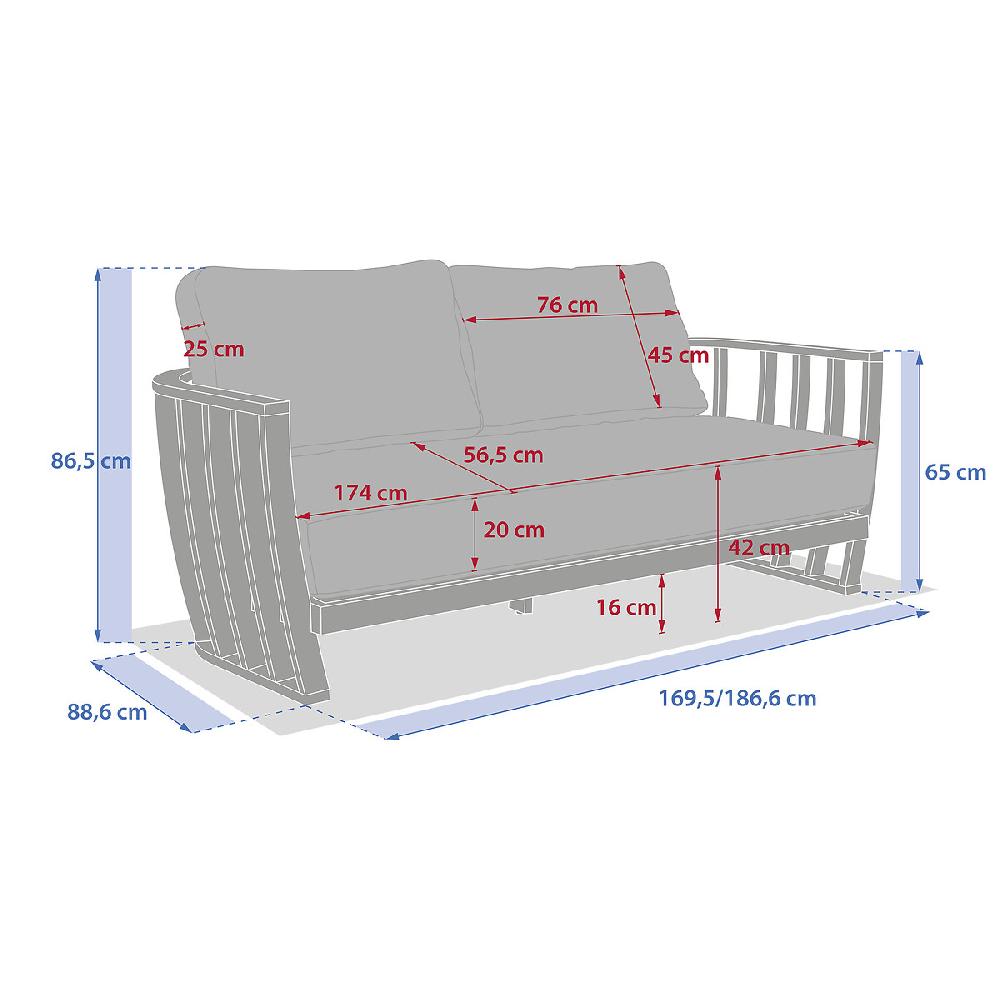 Hesperide Canapé De Jardin LEMINDO Eucalyptus & Beige