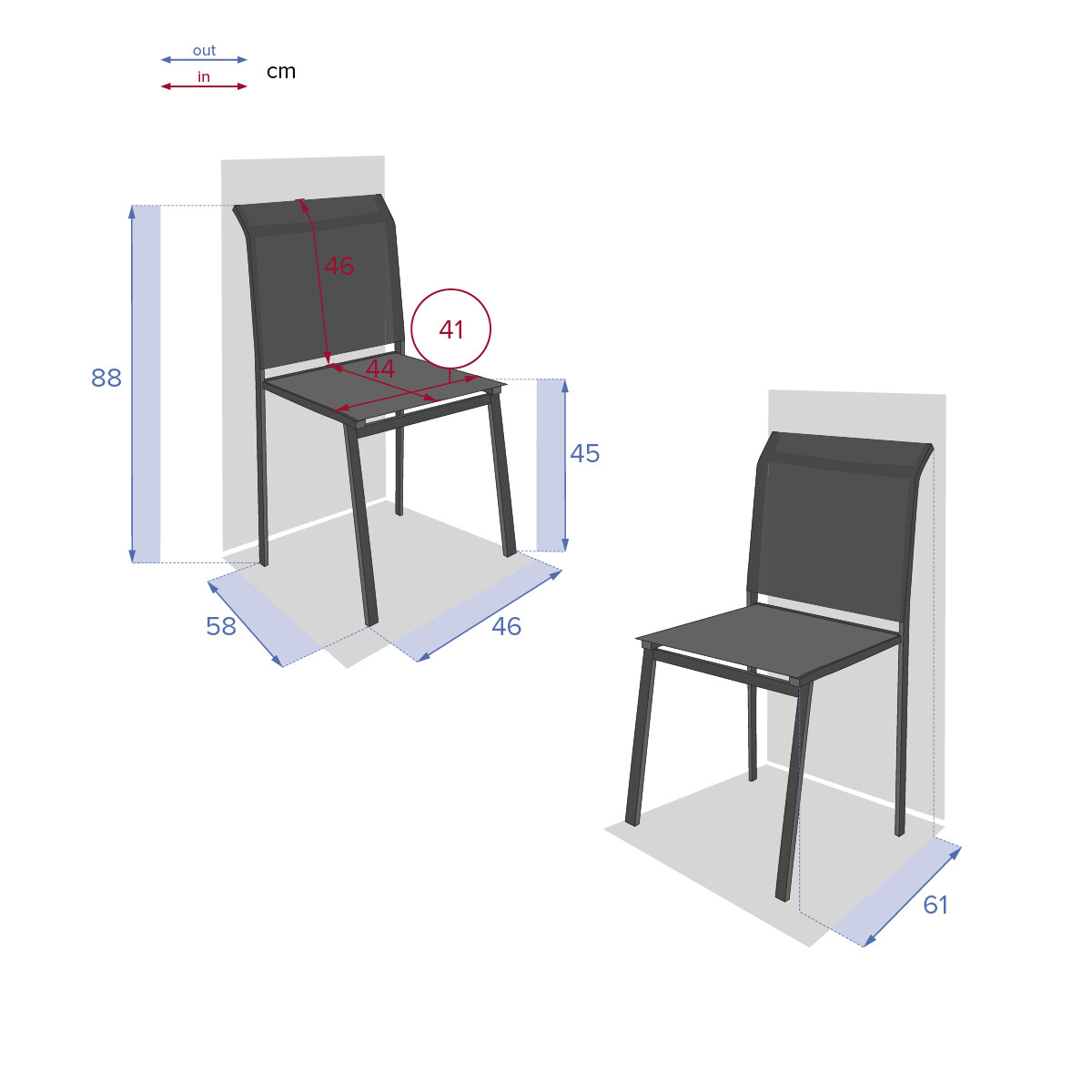 Hesperide Chaise De Jardin Empilable ESSENTIA Anthracite & Graphite