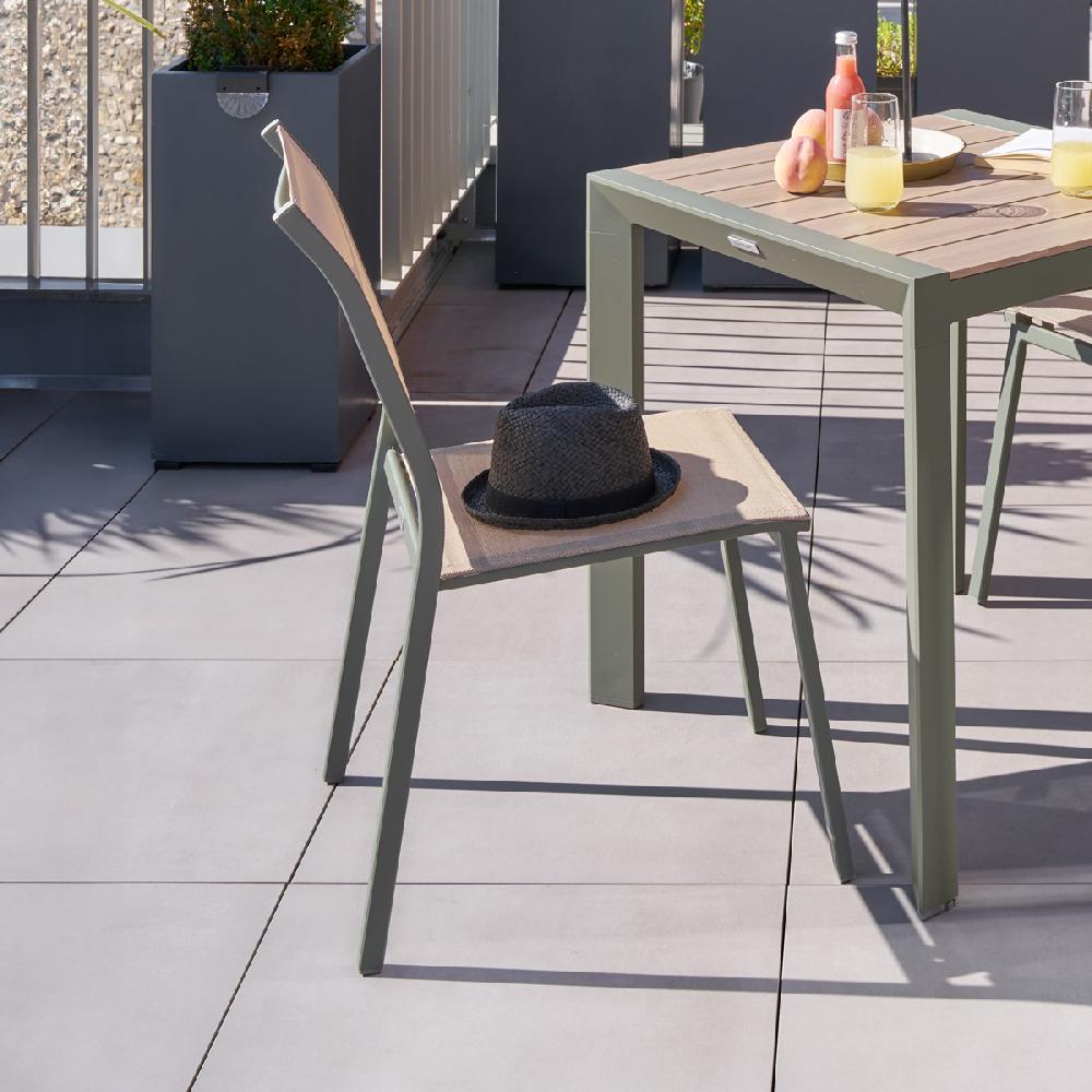 hesperide Chaise de jardin empilable ESSENTIA Lin & Vert laurier