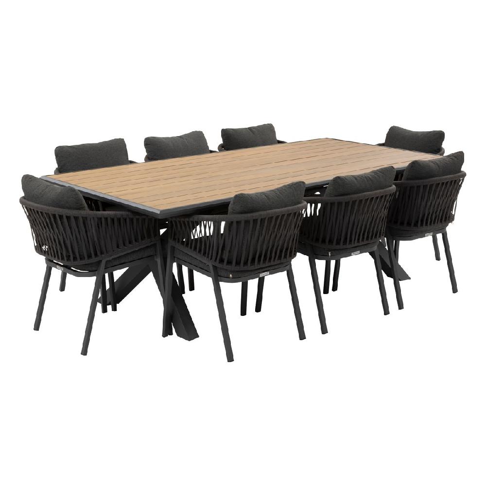 hesperide Ensemble table de jardin AXIOME + 8 fauteuils ORIENGO Graphite