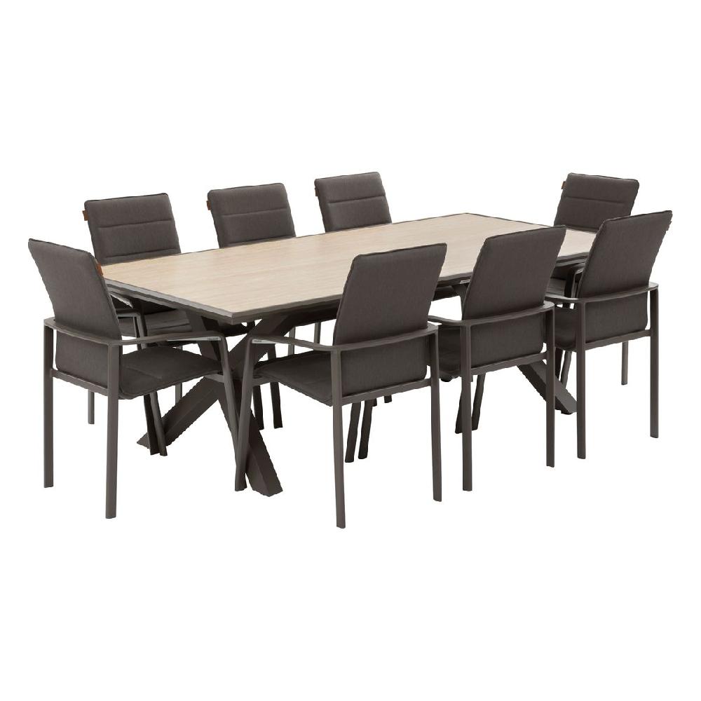 hesperide Ensemble table de jardin AXIOME Praline & Vanille + 8 fauteuils DIESE Praline