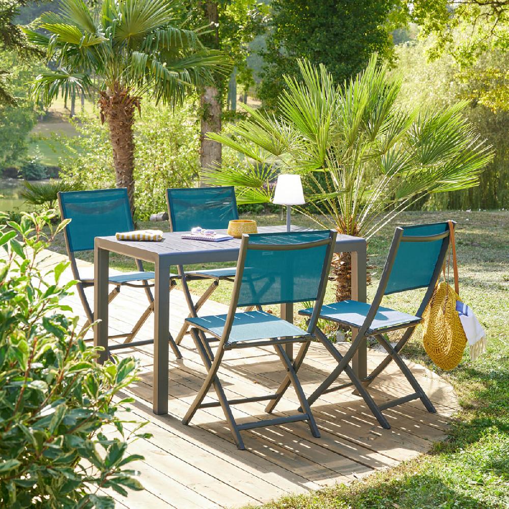 hesperide Ensemble table de jardin AYORA + 4 chaises ESSENTIA Graphite