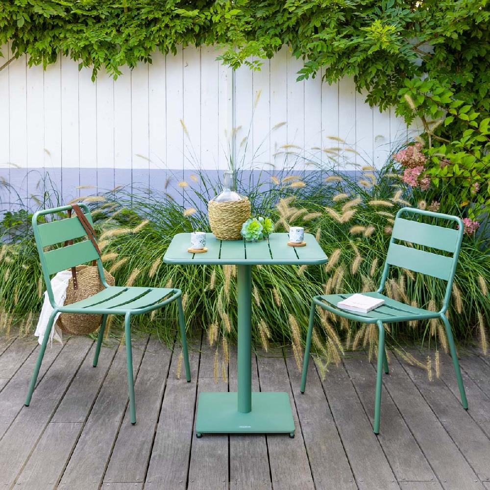 Hesperide Ensemble Table De Jardin Carrée + 2 Chaises PHUKET Vert Olive