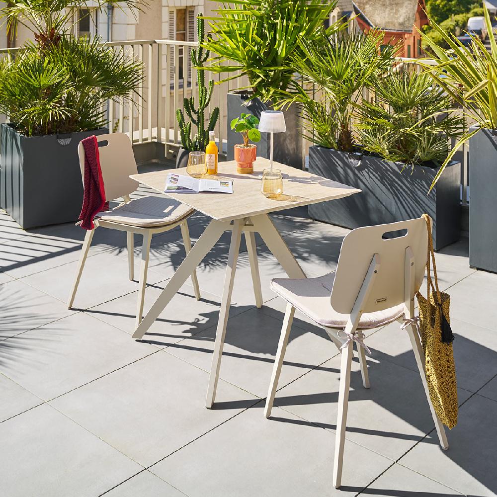 Hesperide Ensemble Table De Jardin Carrée + 2 Chaises TERZANO Argile