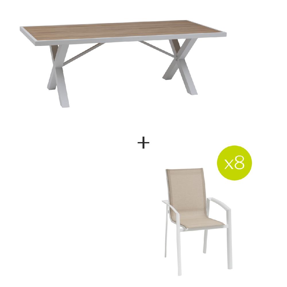 Hesperide Ensemble Table De Jardin EMPERIA + 8 Fauteuils AXANT Blanc