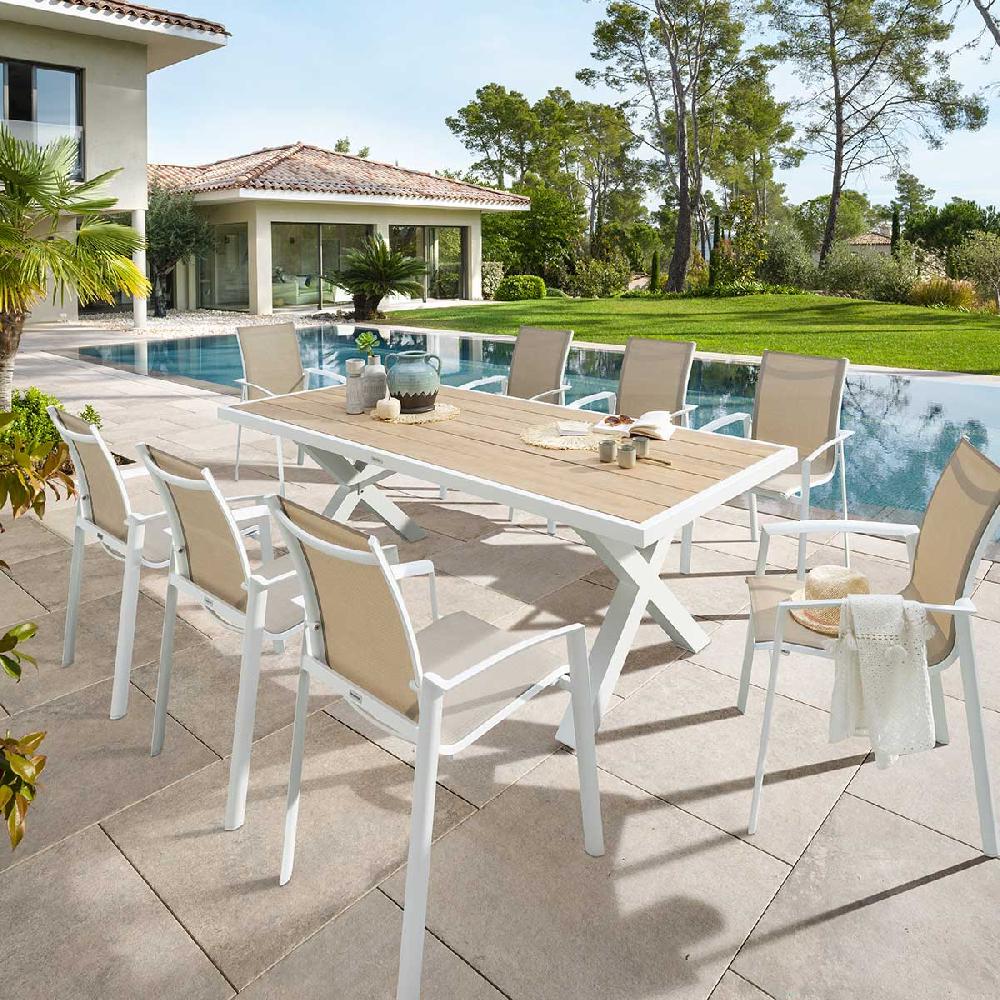 Hesperide Ensemble Table De Jardin EMPERIA + 8 Fauteuils AXANT Blanc