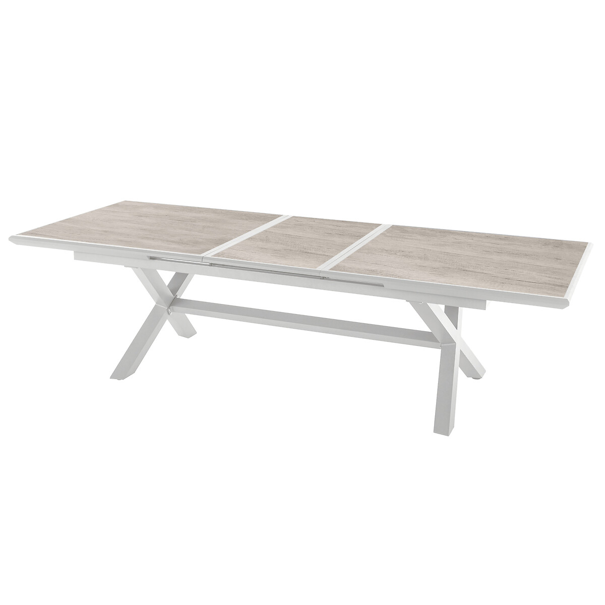 Hesperide Ensemble Table De Jardin Extensible + 10 Fauteuils Empilables AXIOME Sépia & Blanc