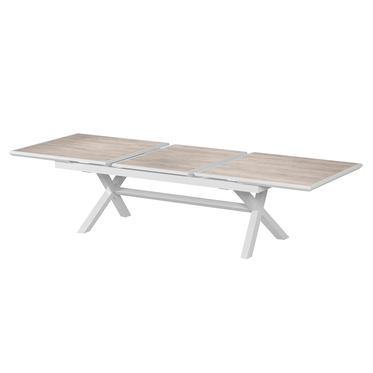 Hesperide Ensemble Table De Jardin Extensible + 12 Fauteuils Empilables AXIOME Sépia & Blanc