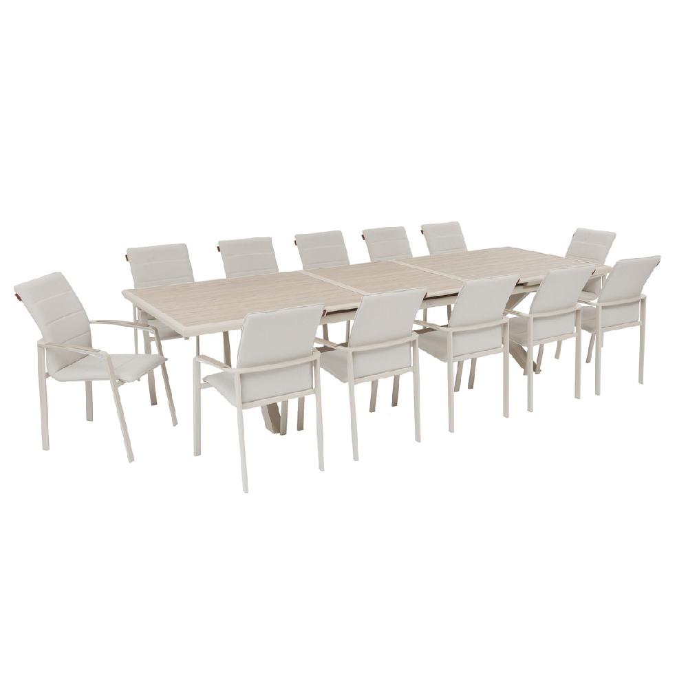 Hesperide Ensemble Table De Jardin Extensible AXIOME + 12 Fauteuils Empilables DIESE Argile