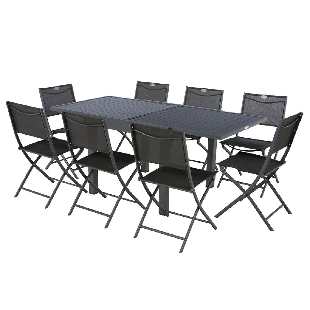 Hesperide Ensemble Table De Jardin Extensible PIAZZA + 2 Lots De 4 Chaises MODULA Graphite