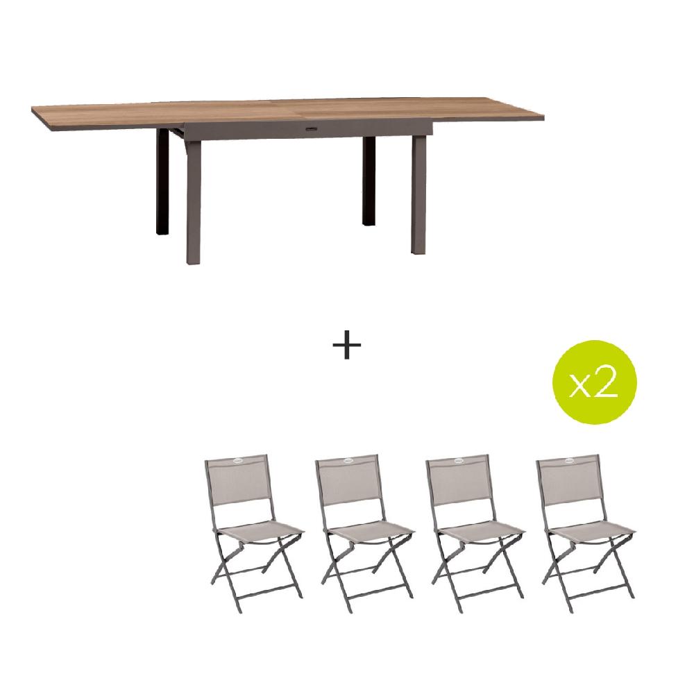 hesperide Ensemble table de jardin extensible PIAZZA + 8 chaises MODULA Tonka