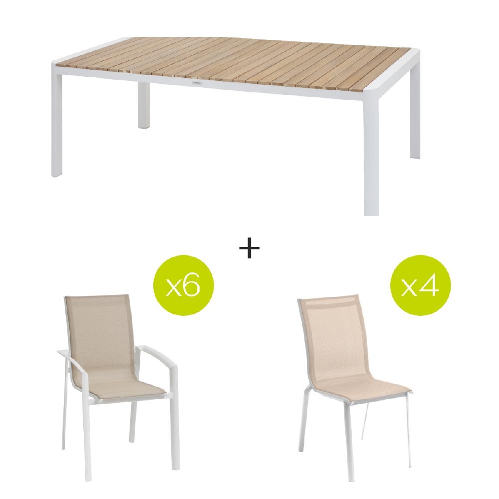 hesperide Ensemble table de jardin PARADIZE + 6 fauteuils et 4 chaises AXANT Blanc