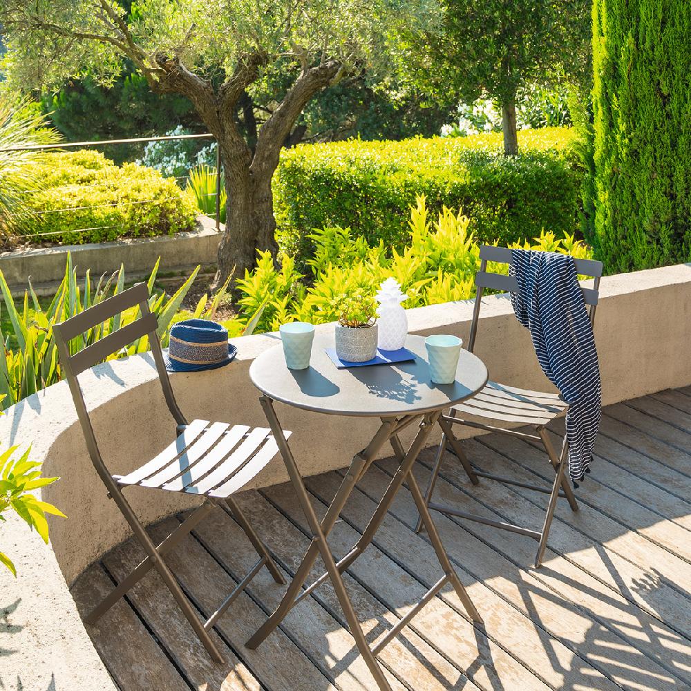 hesperide Ensemble table de jardin pliante ronde + 2 chaises GREENSBORO Tonka
