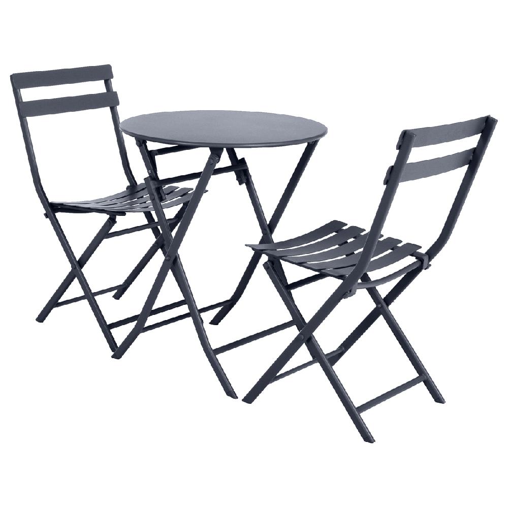 Hesperide Ensemble Table De Jardin Pliante Ronde + 2 Chaises GREENSBORO Graphite