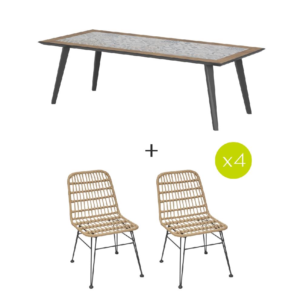 Hesperide Ensemble Table De Jardin Rectangulaire + 8 Chaises LAMBADA Graphite