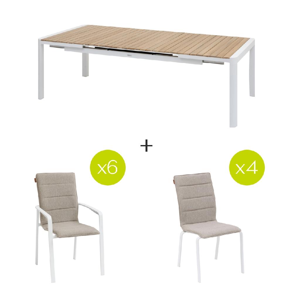 Hesperide Ensemble Table De Jardin Rectangulaire PARADIZE Acacia + 8 Fauteuils Et 4 Chaises DIÈSE