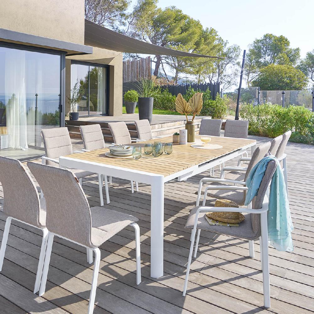 hesperide Ensemble table de jardin rectangulaire PARADIZE Acacia + 8 fauteuils et 4 chaises DIÈSE