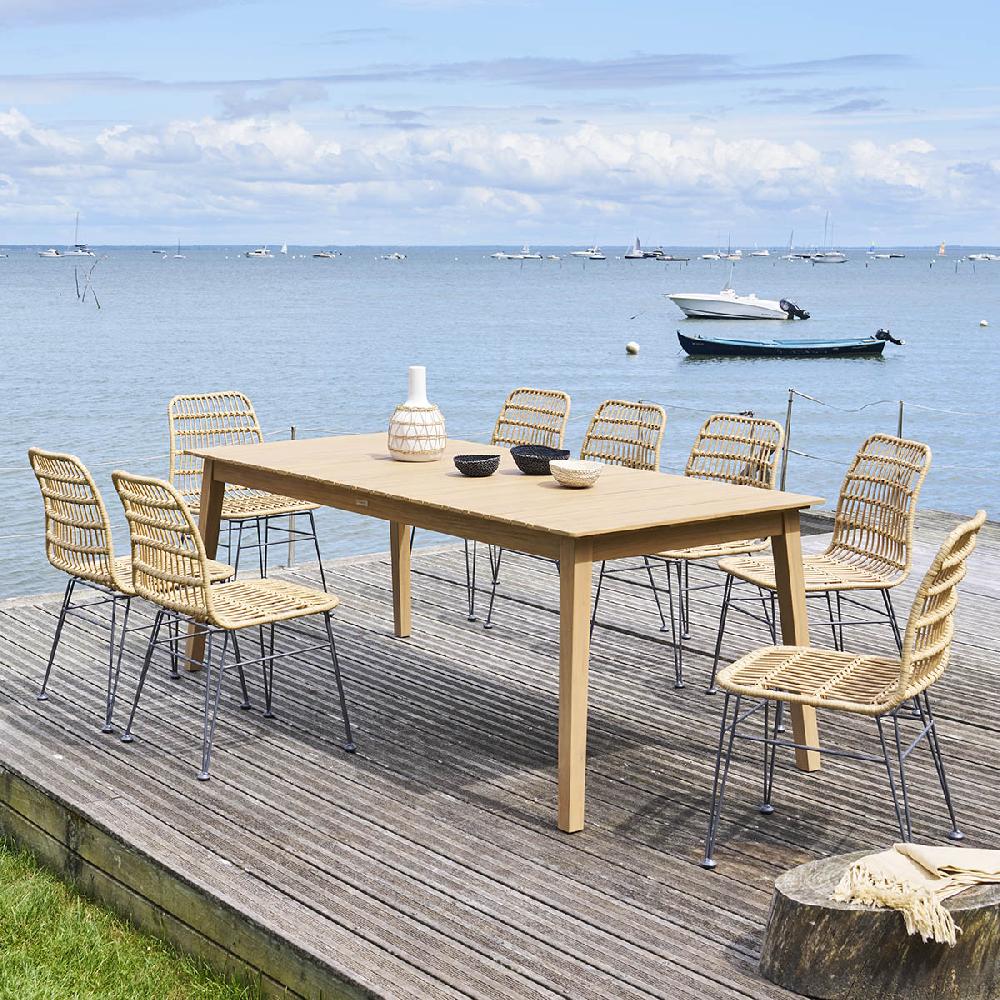 hesperide Ensemble table de jardin rectangulaire TIWI Acacia + 8 chaises LAMBADA