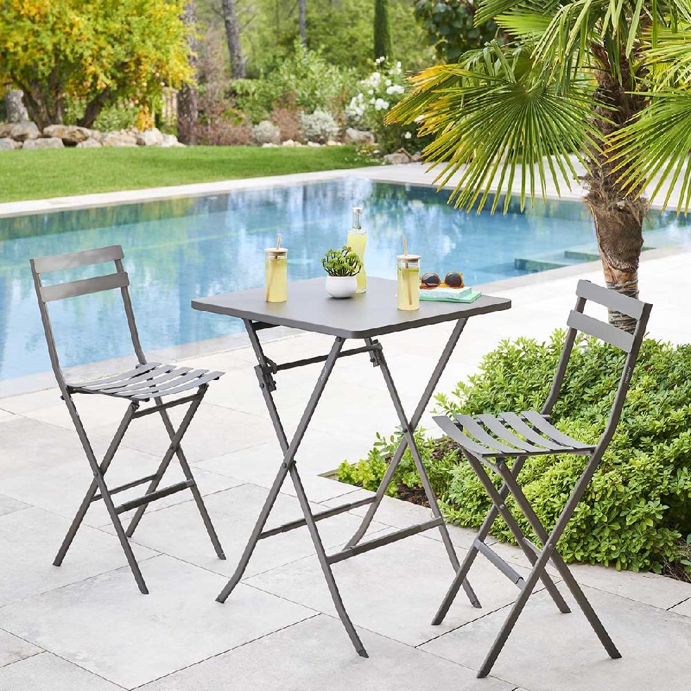 hesperide Ensemble table haute de jardin + 2 chaises hautes GREENSBORO Tonka