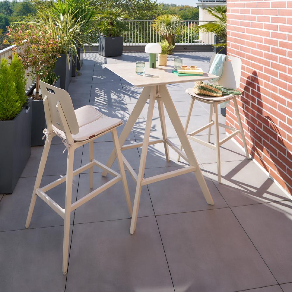 hesperide Ensemble table haute de jardin + 2 chaises hautes TERZANO Argile