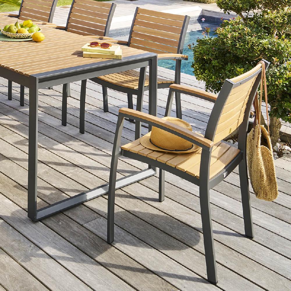 hesperide Fauteuil de jardin empilable ACORDIA Eucalyptus & Graphite